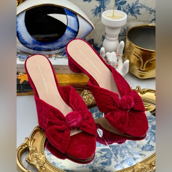🆕 LOEFFLER RANDALL 🧿 NWOB Celeste Knotted Velvet Block Mid Heel Slide, Sz 7 - Picture 10 of 14